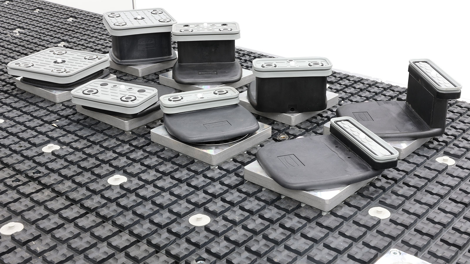 Vacuum clamps on matrix table